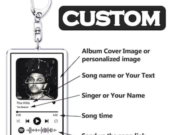 Personalized Spotify Song Keychain – Custom Photo Music Plaque – Gift for Him Her – Scannable Acrylic Double Sided Keyring – Couple Gift