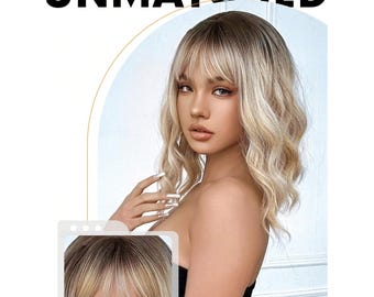 14 Inch Blonde Ombre Curly Wig: Heat-resistant Synthetic 