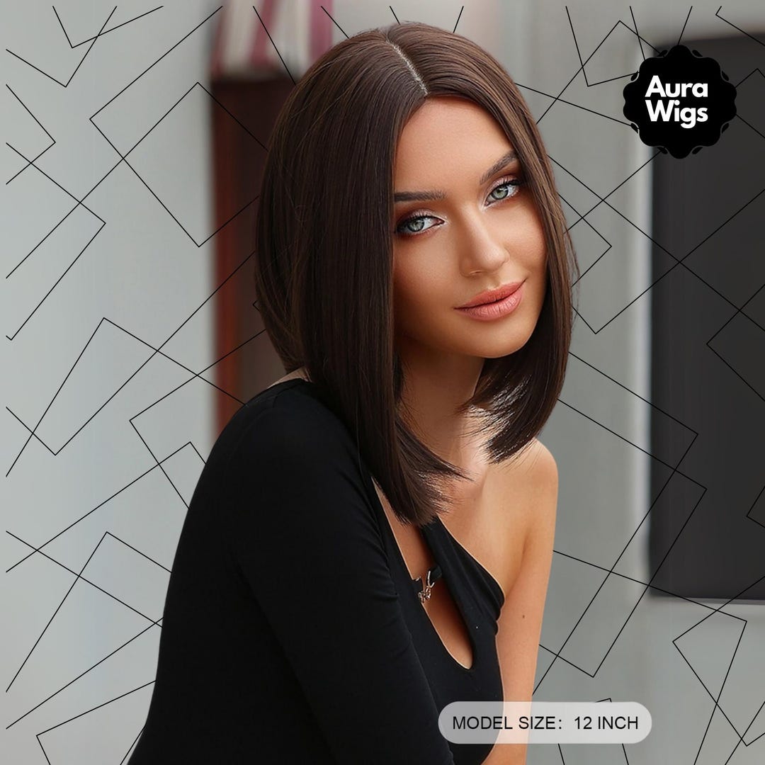 12 Inch Brown Bob Wig: Heat-resistant Synthetic Hair - Etsy display picture 2