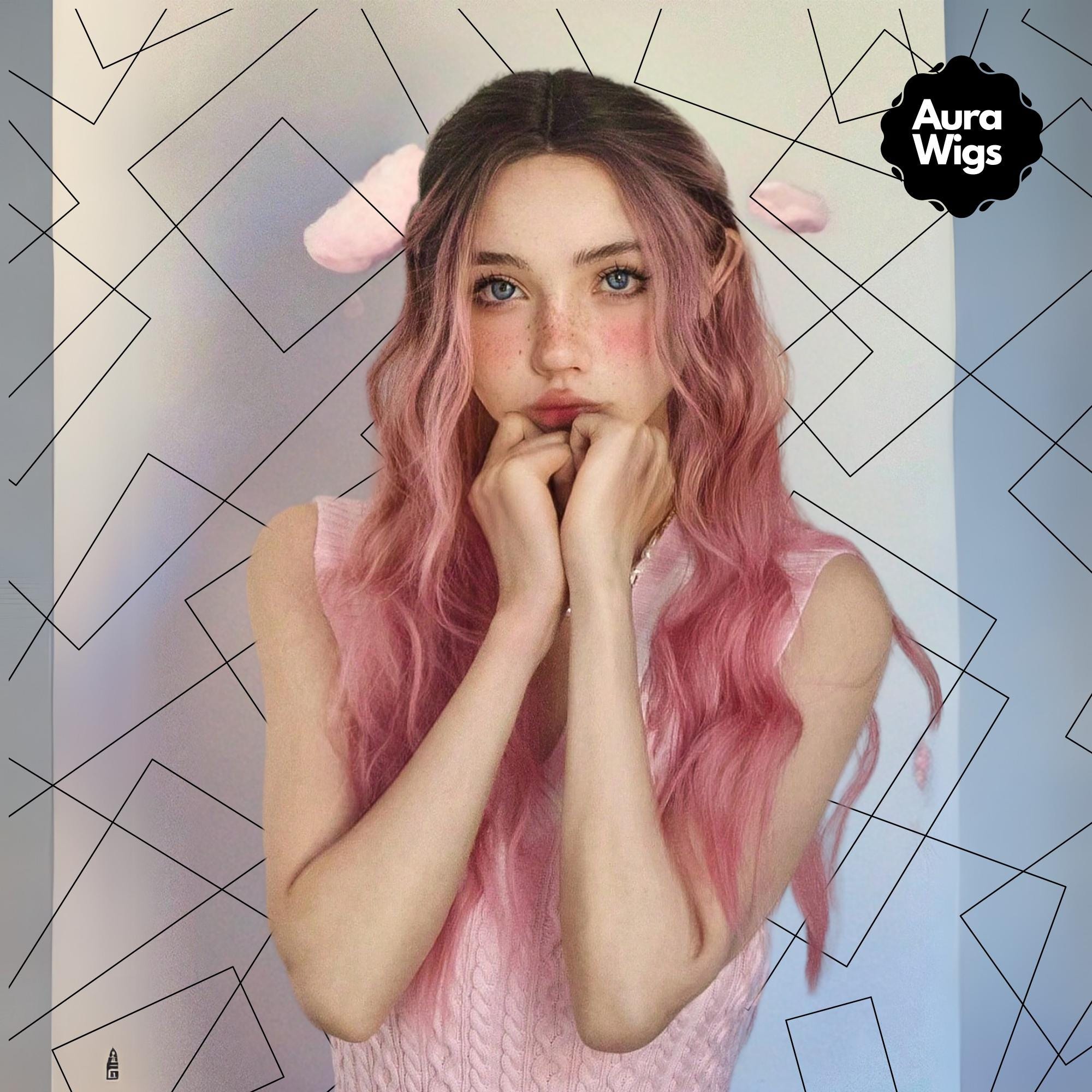 24 Inch Ombre Pink Wigs, Woman Wigs, Long Wigs, Wavy Wigs, Pink Hair, Synthetic Wigs, Woman Hair, Hair Wigs, Cosplay Wigs, Party Wigs