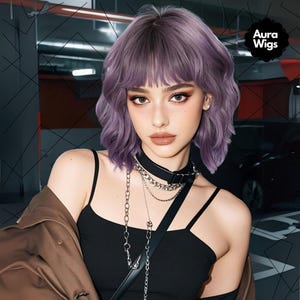 14 Inch Ombre Purple Short Wigs, Curly Wigs, Bob Wigs, Woman Wigs, Purple Hair, Woman Hair, Hair Wigs, Synthetic Wigs, Cosplay Wigs