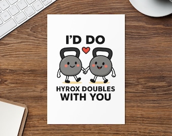 Tarjeta divertida de Hyrox Doubles: regalo de San Valentín para un compañero de fitness