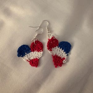Crocheted American Flag Earrings