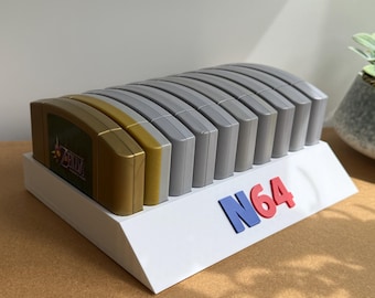 N64 Game Cartridge Display Stand | Customizable 3D Printed Organizer With 10 Slots