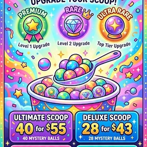 Deluxe Mystery Ball Scoop – 28 Surprise Finds  (Self Care, Stationery, fun items). You pick the color(s) and let the balls pick the items.