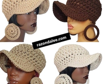 Chunky Crochet Baseball Cap/ Razonda Lee/RazondaLee/Beige/Brown/Taupe/Ivory mfs