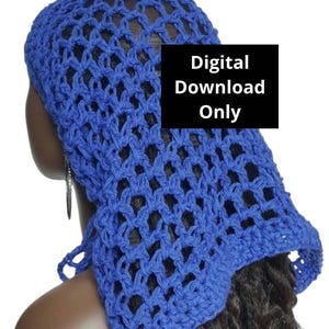 May include: A royal blue crochet hair net. The net is made of a fine, open weave and is designed to be worn over the hair to protect it from damage.