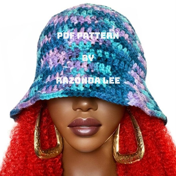 Easy Pdf CROCHET PATTERN ONLY, Digital Download, Crochet Deep Bucket Hat Pattern, by RazondaLee Razonda Lee 124