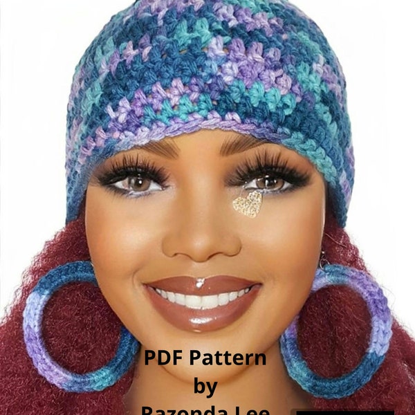 Easy Pdf CROCHET PATTERN ONLY, Digital Download, Crochet Beanie Skull Cap Hat Pattern, by RazondaLee Razonda Lee 120