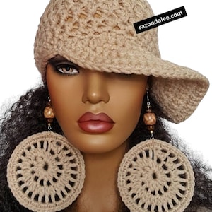 Chunky Crochet Baseball Cap by Razonda Lee Razondalee Beige mfs