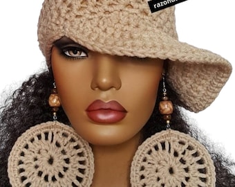 Chunky Crochet Baseball Cap by Razonda Lee Razondalee Beige mfs