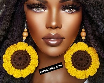 Sunflower Flower Earrings by Razonda Lee RazondaLee 2 RN