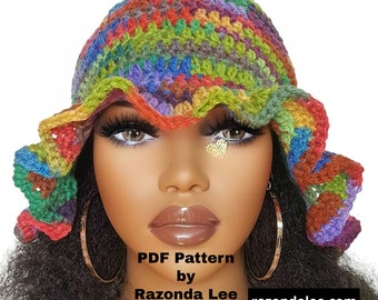 Easy Pdf CROCHET PATTERN ONLY, Digital Download, Crochet Fancy bucket Hat Pattern, by RazondaLee Razonda Lee 121