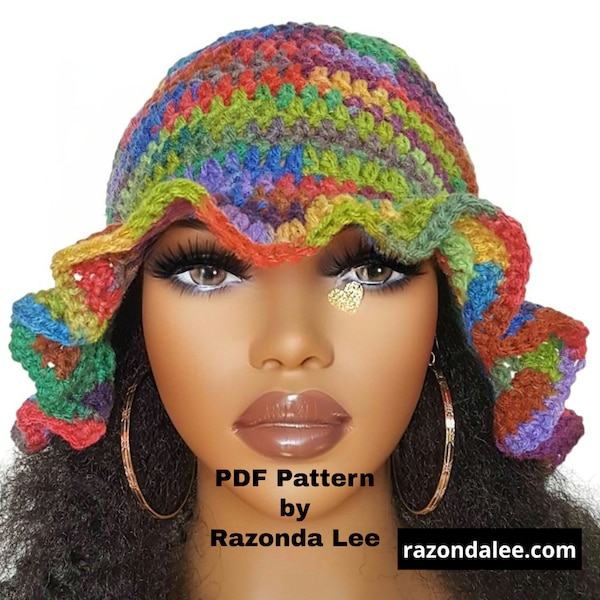 Easy Pdf CROCHET PATTERN ONLY, Digital Download, Crochet Fancy bucket Hat Pattern, by RazondaLee Razonda Lee 121