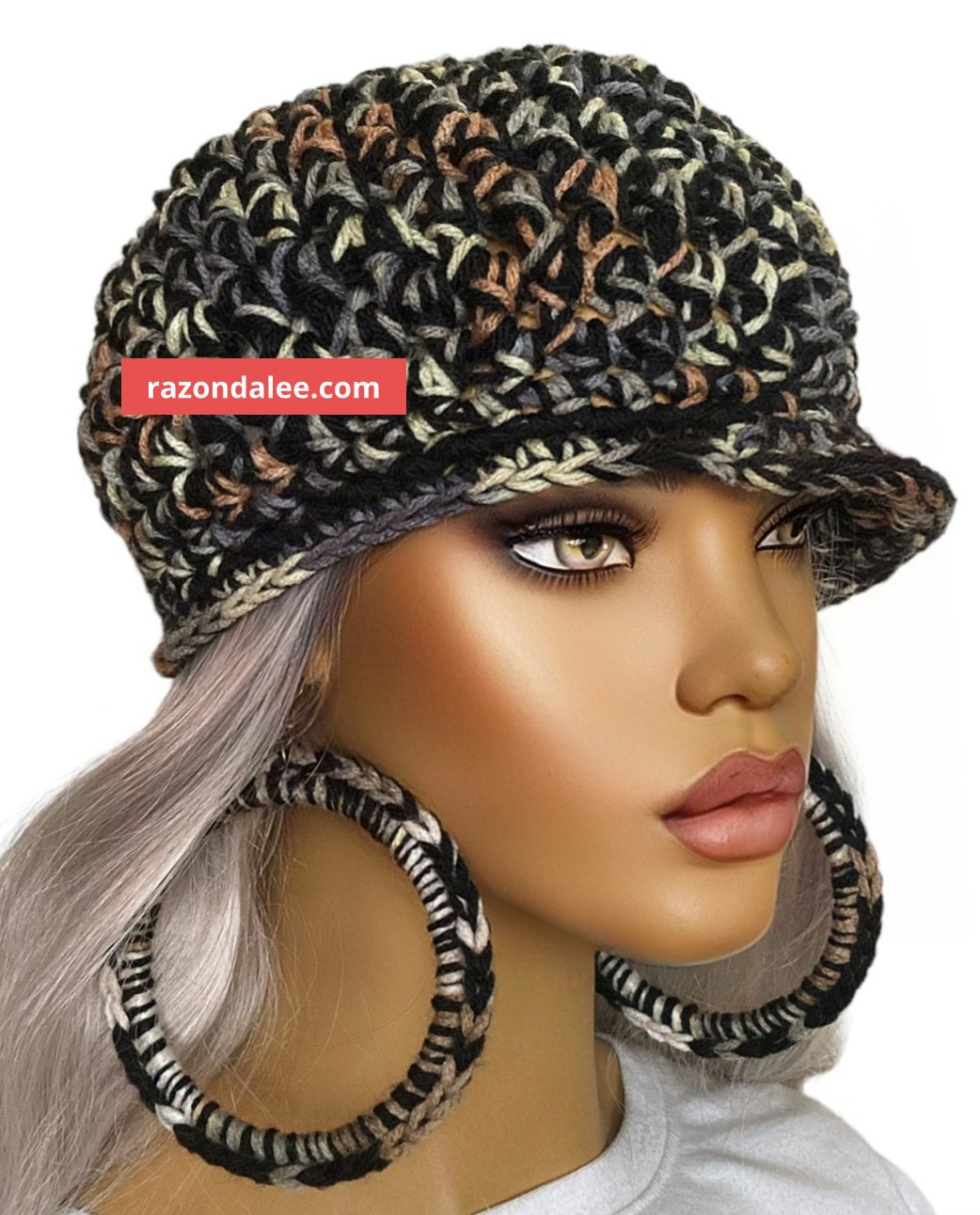 Suzy Lee Of California Fur Hat With Rhinestone Buckle Detail Vintage Suzy Lee Women main image 3