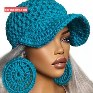 Chunky Crochet Baseball Cap by Razonda Lee Razondalee Choose Your Color Teal