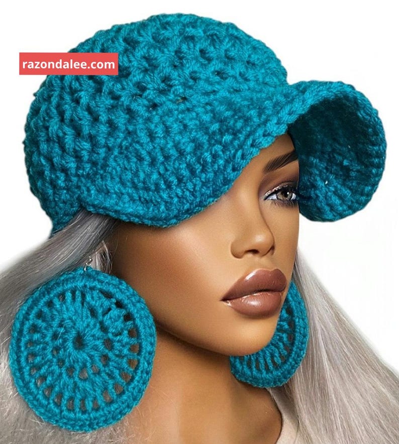 Chunky Crochet Baseball Cap by Razonda Lee Razondalee Choose Your Color Teal