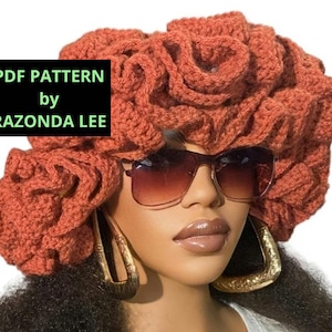 Patrón de ganchillo fácil en PDF (solo patrón), descarga digital, patrón de gorro tipo pescador con volantes grandes a ganchillo, por RazondaLee Razonda Lee 129