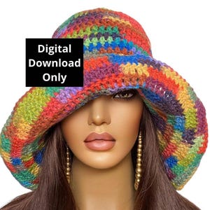Easy Pdf CROCHET PATTERN ONLY, Digital Download, Crochet Floppy Wide Brim Sun Hat Pattern, by RazondaLee Razonda Lee 115