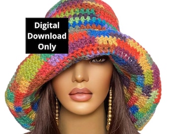 Easy Pdf CROCHET PATTERN ONLY, Digital Download, Crochet Floppy Wide Brim Sun Hat Pattern, by RazondaLee Razonda Lee 115