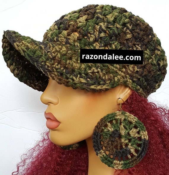 Camouflage Chunky Crochet Baseball Cap by Razonda Lee  display picture 1