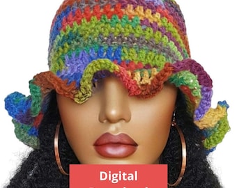 Easy Pdf CROCHET PATTERN ONLY, Digital Download, Crochet Curly Trim Bucket Hat Pattern, by RazondaLee Razonda Lee 117