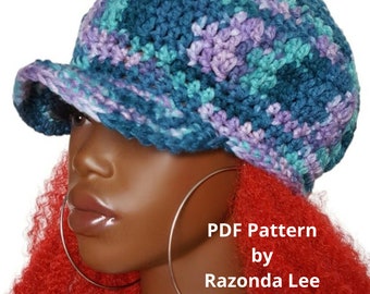 Easy Pdf CROCHET PATTERN ONLY, Digital Download, Newsboy Style Cap Pattern, Crochet Hat Pattern, by RazondaLee Razonda Lee 125