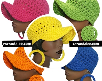 Chunky Crochet Baseball Cap/Razonda Lee/Razondalee/Apple Green/Bright Orange/Yellow/Hot Pink/Royal Blue mfs
