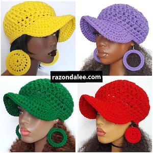 Chunky Crochet Baseball Cap by Razonda Lee Razondalee Royal Blue/Kelly Green/Red/Purplish mfs