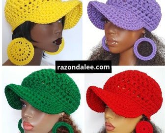 Chunky Crochet Baseball Cap by Razonda Lee Razondalee Royal Blue/Kelly Green/Red/Purplish mfs