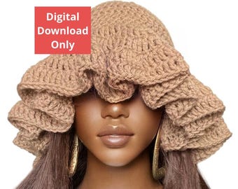 Easy Pdf CROCHET PATTERN ONLY, Digital Download, Crochet Floppy Ruffle Bucket Hat Pattern, by RazondaLee Razonda Lee 134
