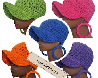 Chunky Crochet Baseball Cap/Razonda Lee/Razondalee/Apple Green/Bright Orange/Purple/Pink/Royal Blue