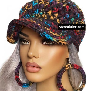 Black Fiesta Chunky Crochet Baseball Cap by Razonda Lee Razondalee CP2