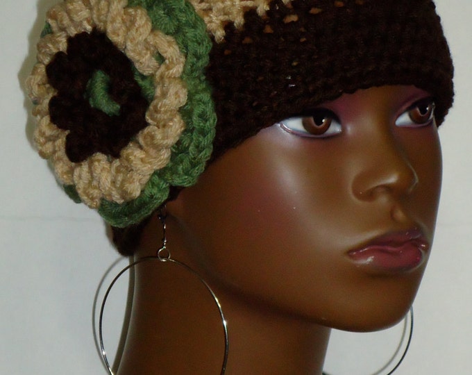 Crochet Skull Cap Beanie Hat Cap With Flower Choose From 5 Etsy