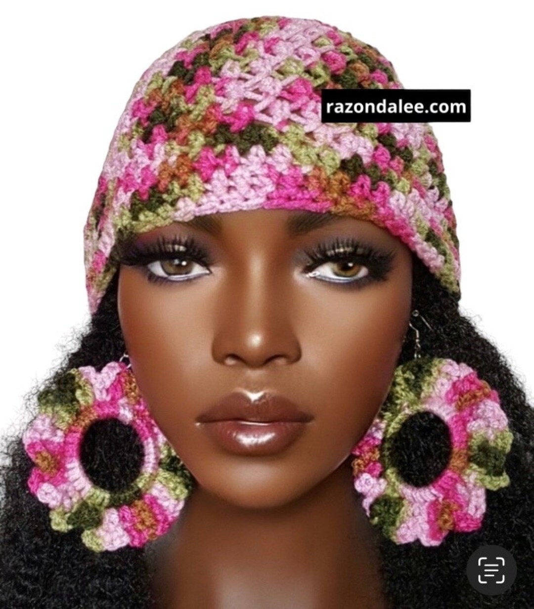 Crochet Skull Cap Fitted Beanie Pink Multi by Razonda Lee Etsy