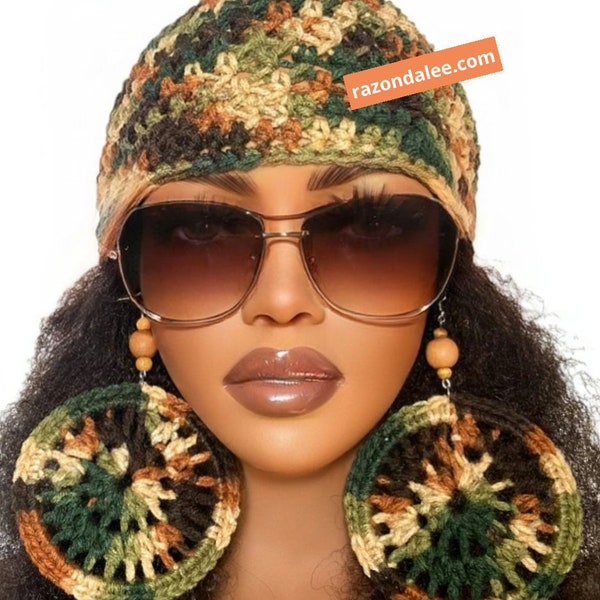 Crochet Skull Cap Fitted Beanie Forest Vibes by Razonda Lee Razondalee