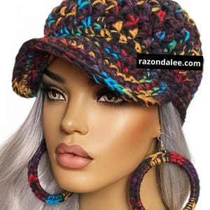 Black Fiesta Chunky Crochet Baseball Cap by Razonda Lee Razondalee CP2