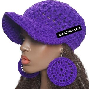 Chunky Crochet Baseball Cap Multiple Colors by Razonda Lee Razonda Lee Bright Purple