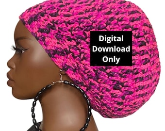 Pdf CROCHET PATTERN ONLY, Digital Download, Crochet Large Dreadlock Tam Hat Pattern, Written Tutorial by RazondaLee Razonda Lee 104