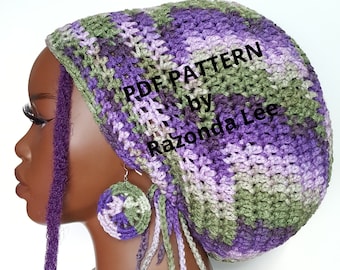 Easy Pdf CROCHET PATTERN ONLY, Digital Download, Crochet Large Dreadlock Tam Hat Pattern, Written Tutorial by Razonda Lee 112