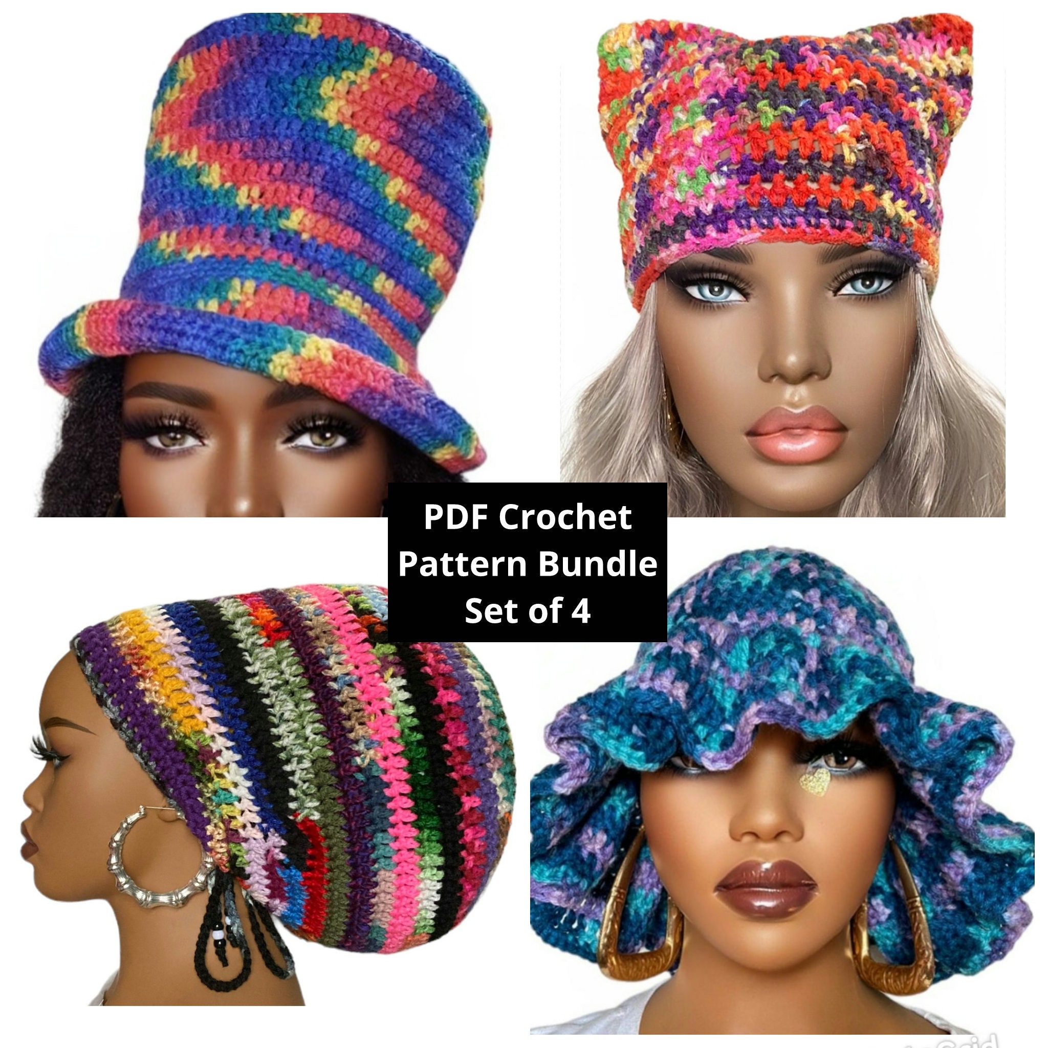 Pdf CROCHET PATTERNS ONLY, Digital Download Top Hat, Ruffle Bucket,mega ...