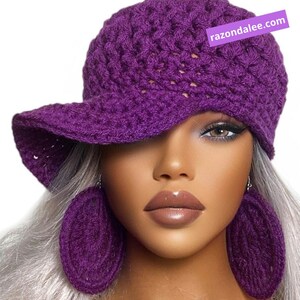 Chunky Crochet Baseball Cap by Razonda Lee Razondalee Choose Your Color Dark Orchid