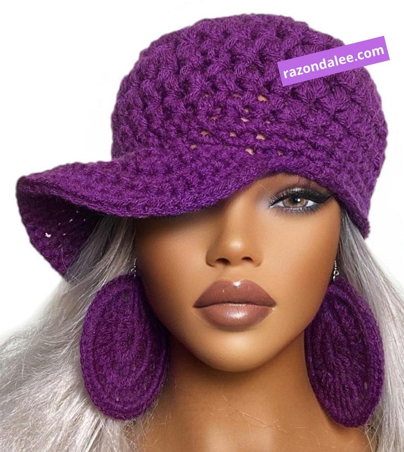 Chunky Crochet Baseball Cap by Razonda Lee Razondalee Choose Your Color Dark Orchid