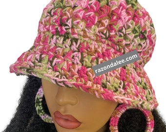 Chunky Crochet Flare Bucket Camo Pan African Colors Pink Green Multi by Razondalee Razonda Lee