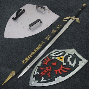 CUSTOM Hand Forged Stainless Steel The LEGEND of ZELDA Full Tang Dark Link&#39;s Master Swords with Scabbard-Costume Armor Best Gift for Him,