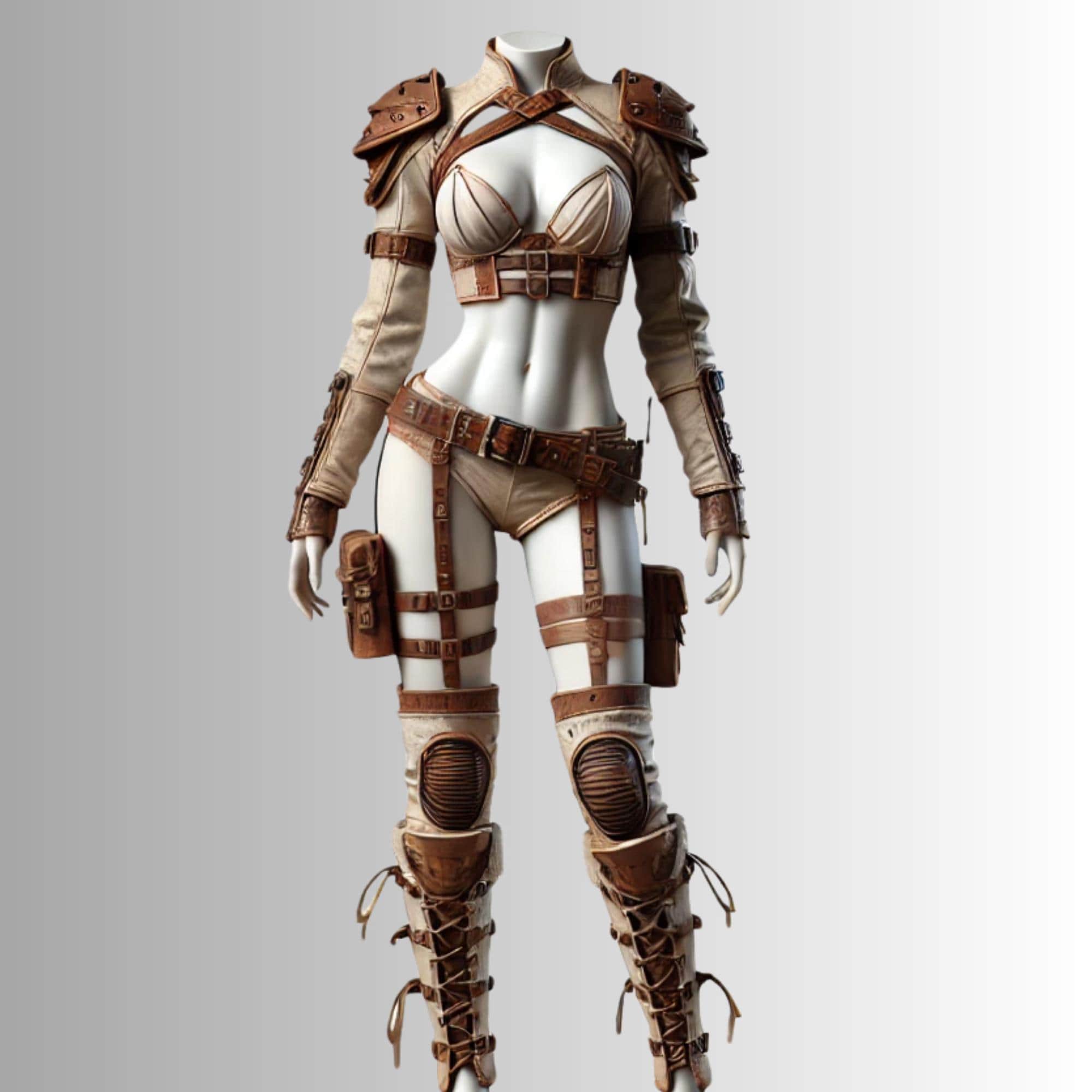 Apocalyptic Raider Leather Costume – Handmade Cosplay Outfit -Gothic costume - pure Leather Costume, women costumes