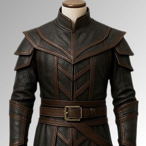 black and brown fantasy battle armor costume