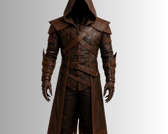 Brown Assassin Warrior Pure Leather Handcrafted Halloween Costume, Gothic armor cosplay