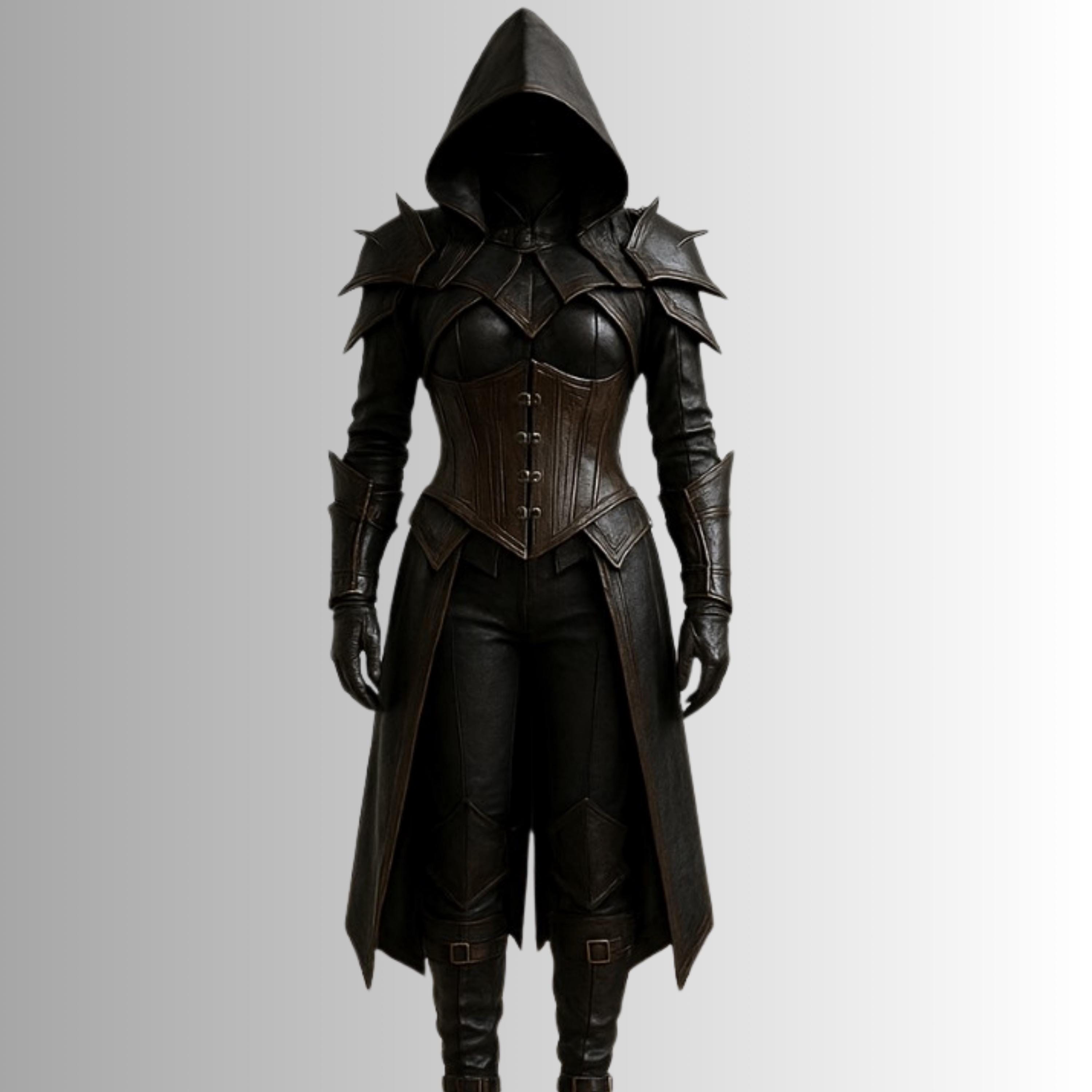 Armure En Cuir LARP Noir Et Rouge - Cosplay Médiéval, Halloween - Sur Mesure