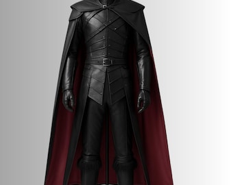 Dark Lord Leather Armor Costume, Gothic Knight Cape, Handmade Cosplay
